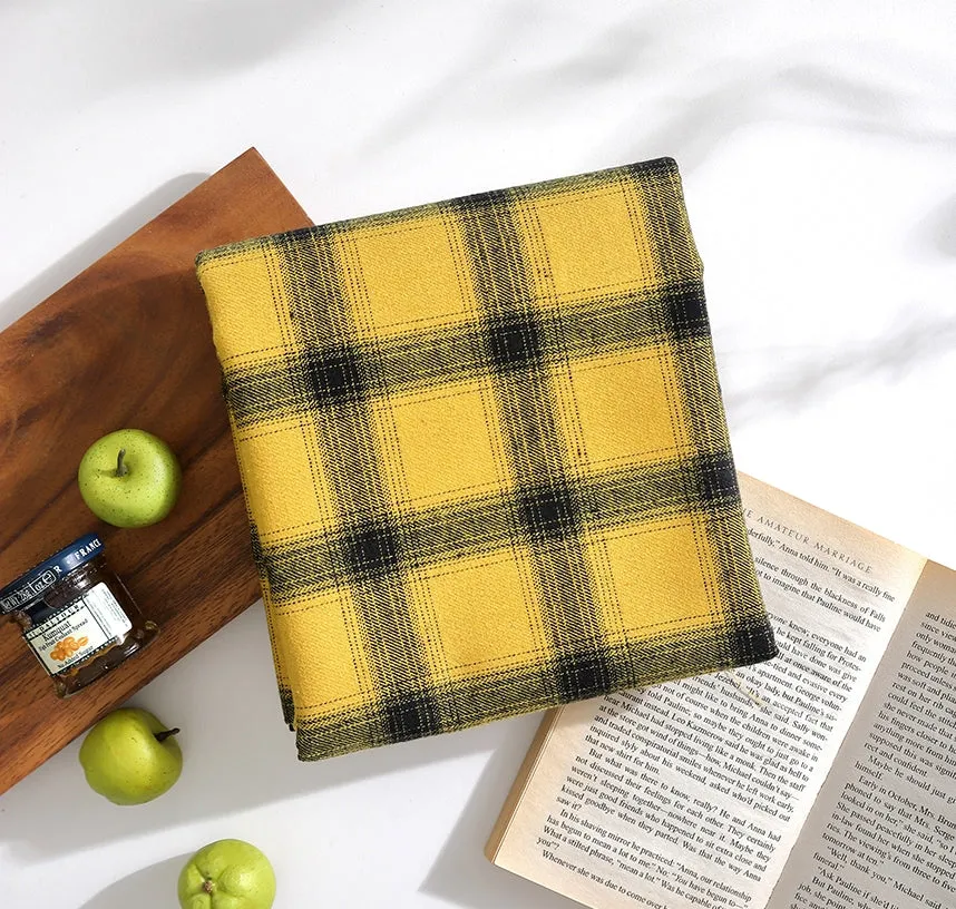 Yellow & Black Polyester Plaid Fabric By the Yard - GJ 56375