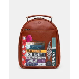 Yoshi Shakespeare Bookworm Brown Leather Backpack