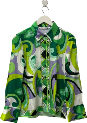 ZARA Green Spring Floral Print Blouse UK 8