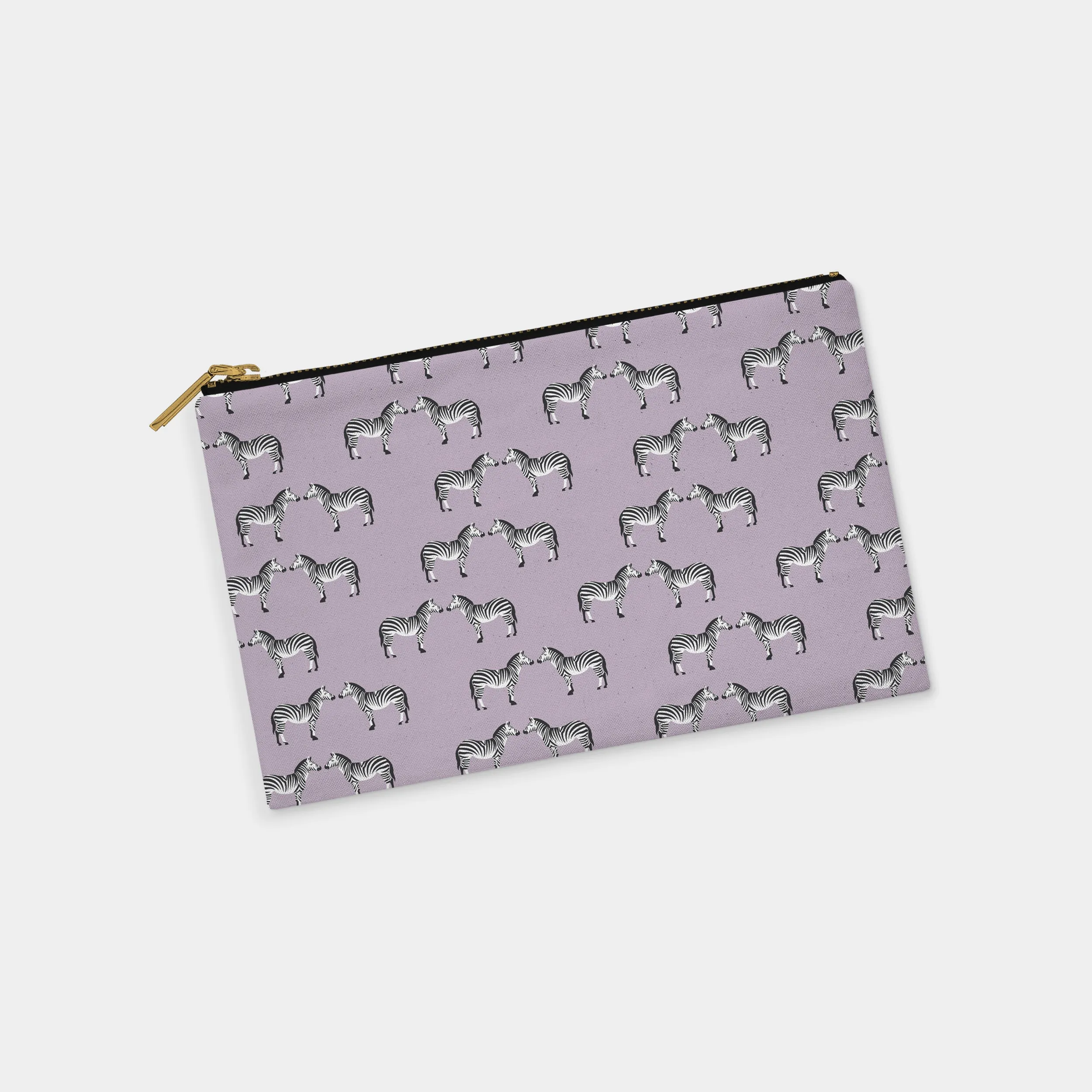 Zebras Personalized Zipper Pouch (on lilac)